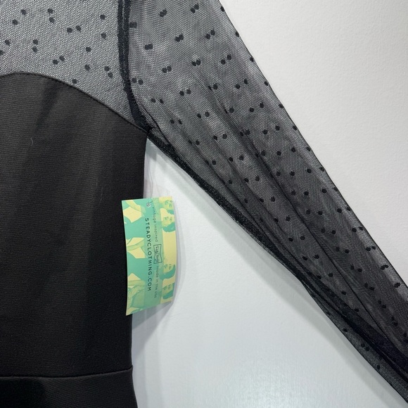 Black Sheer Polka Dot Lace Peplum Top Sweetheart Bodice Rockabilly Rock Steady - Picture 5 of 10